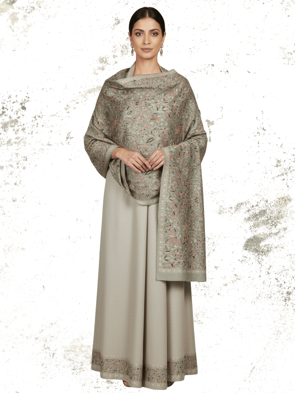 Sepia Meadow Floral Shawl